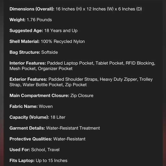 Black Women's laptop Backpack - Picture 13 of 14